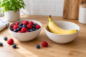 berries vs bananas for a lower sugar snack