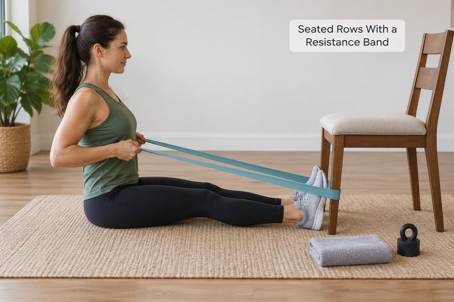 Seated Rows With a Resistance Band