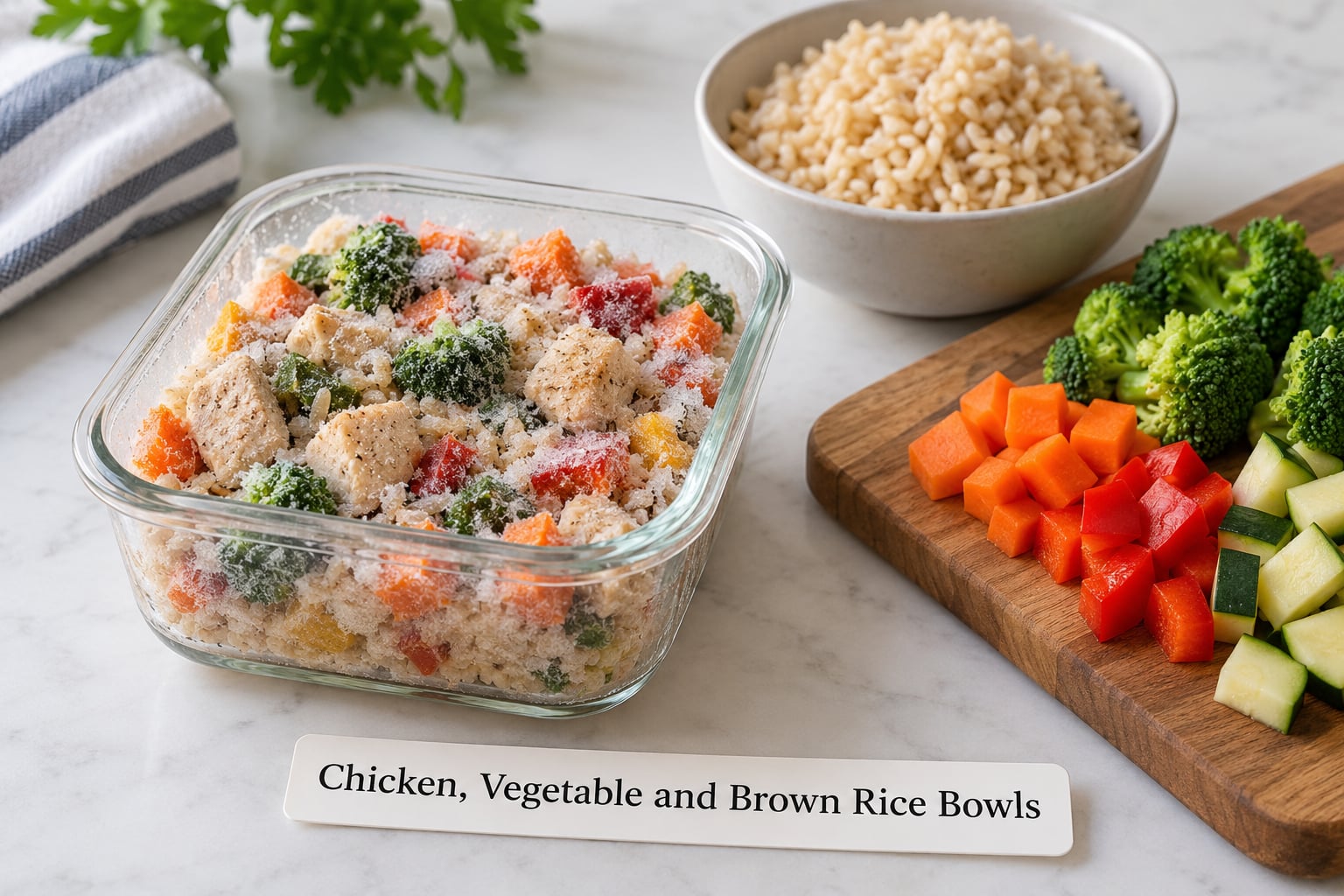 Chicken, Vegetable and Brown Rice Bowls