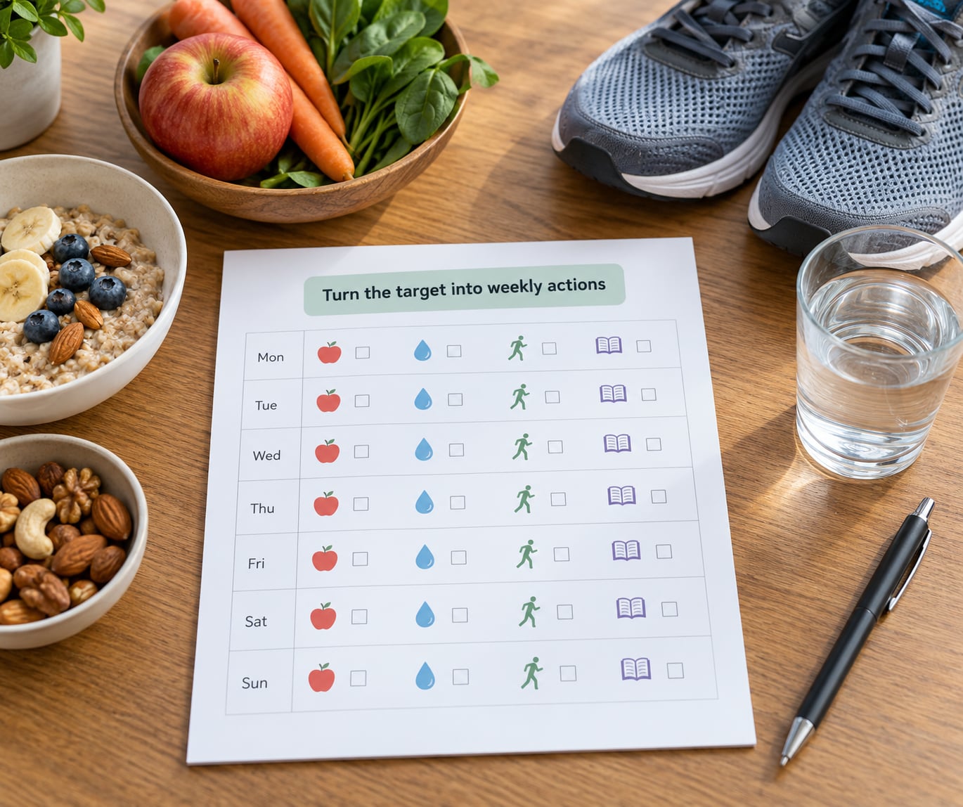 Turn the target into weekly actions