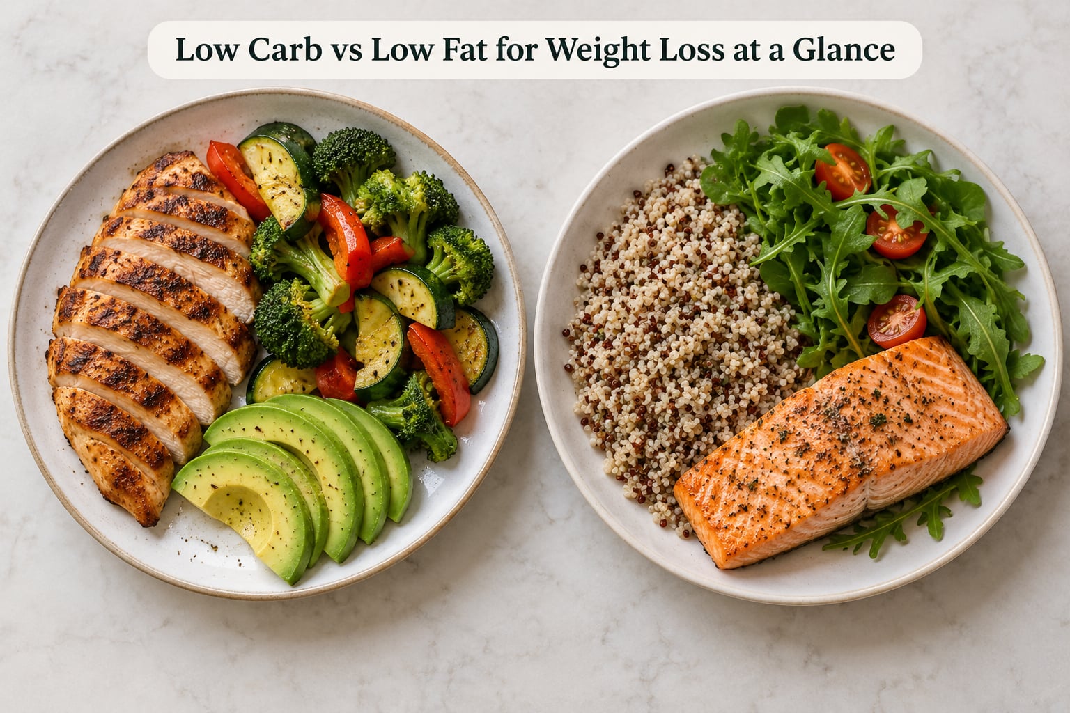 Low Carb vs Low Fat for Weight Loss at a Glance