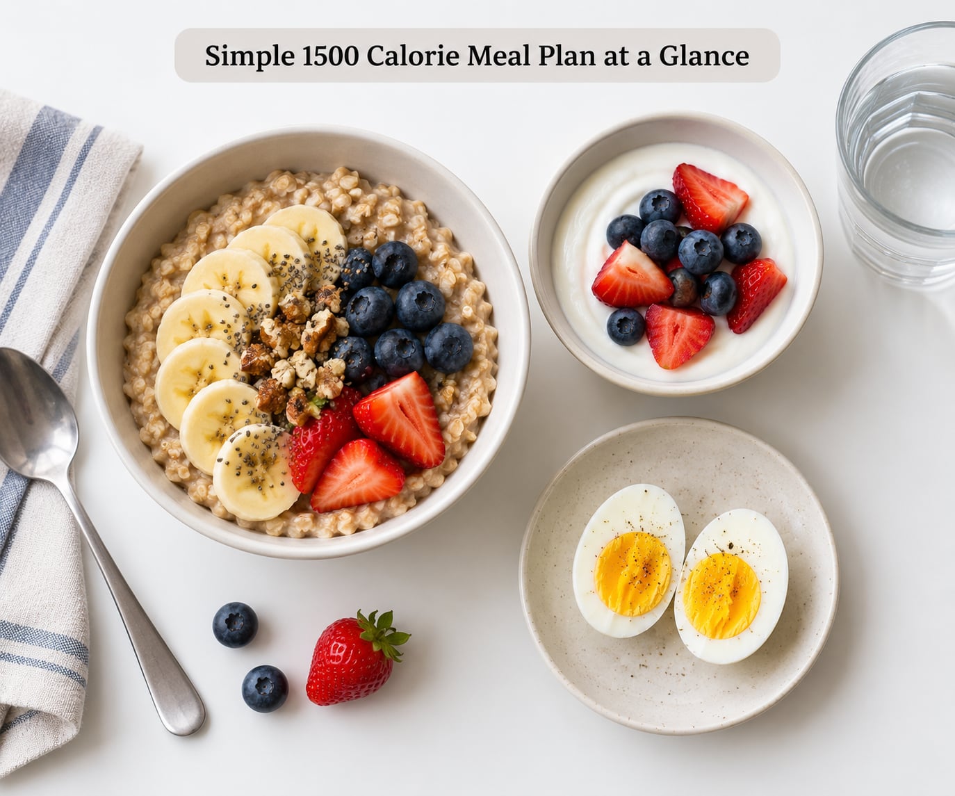 Simple 1500 Calorie Meal Plan at a Glance