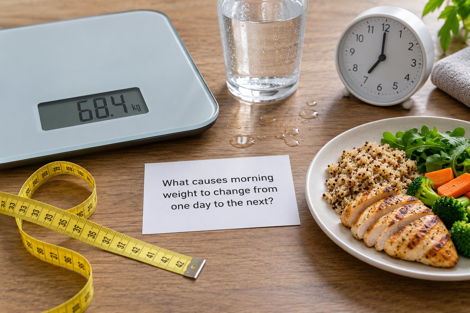 What causes morning weight to change from one day to the next?